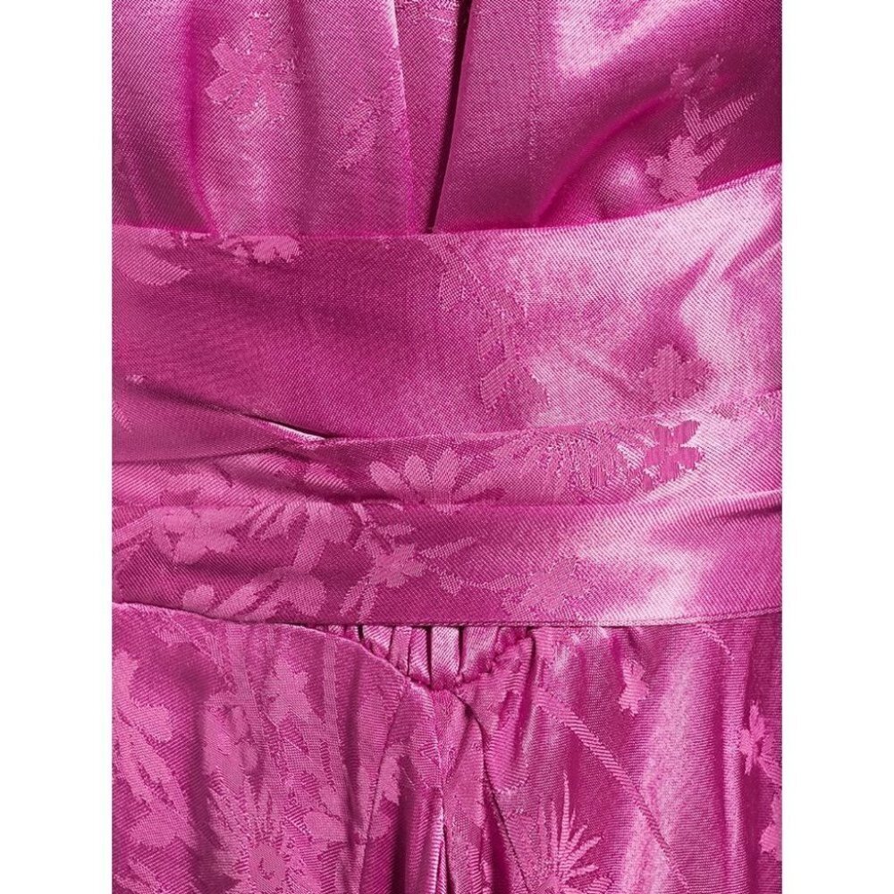 NWT SABINA MUSAYEV Satin Midi Dress  Pink Floral embossed Barbiecore L - Picture 4 of 5
